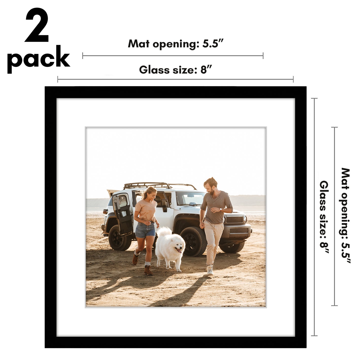 Picture Frame 2 Pack | With Mat | Modern Style | Shatter-Resistant Glass Display