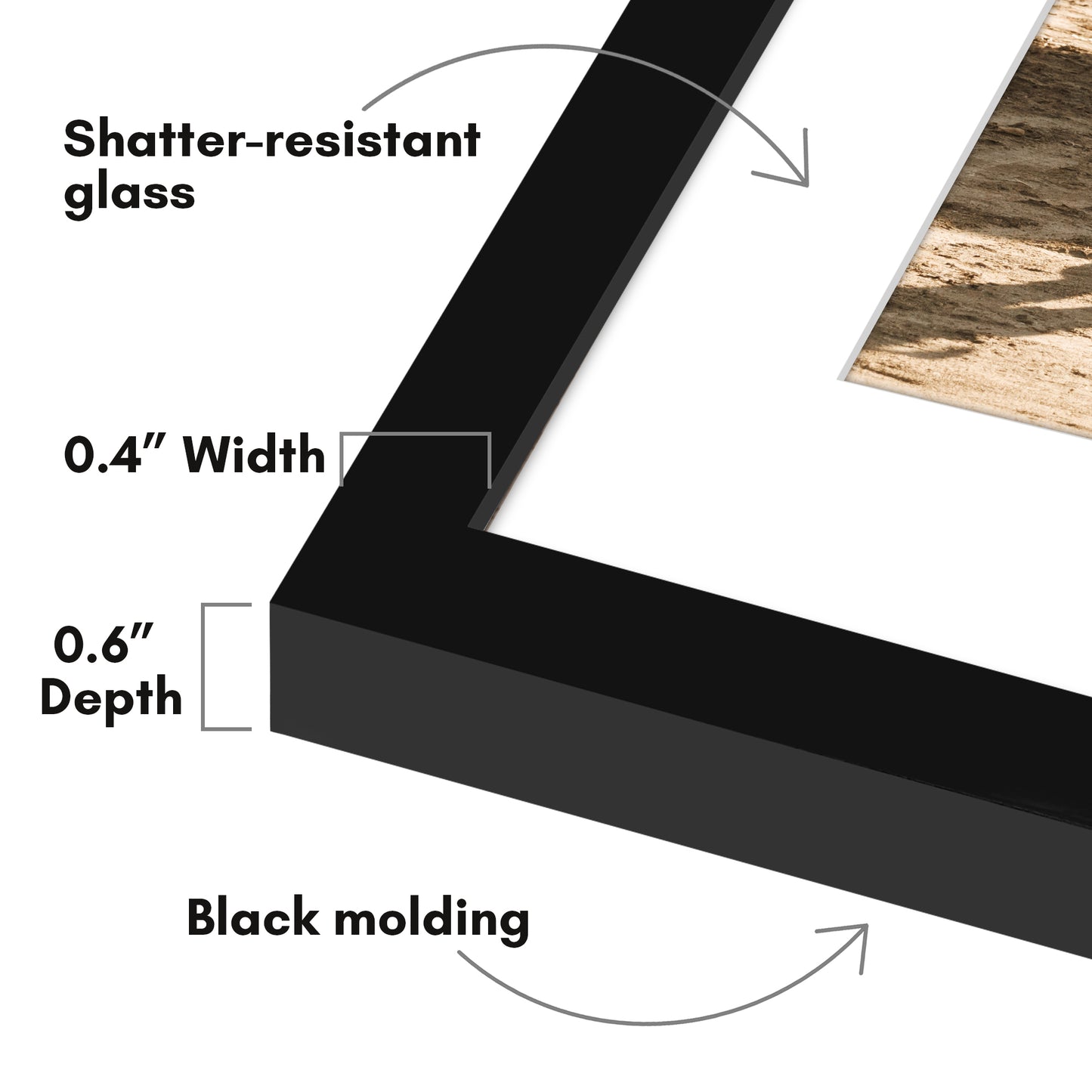 Picture Frame with Mat | Modern Style | Shatter-Resistant Glass | Wall Display