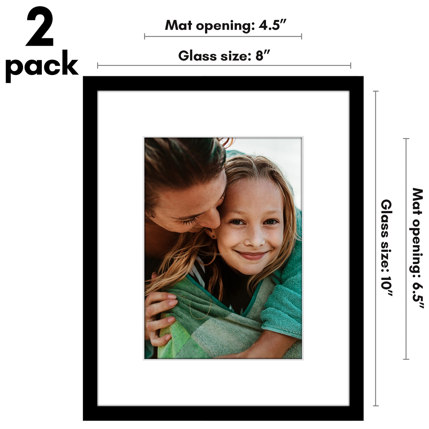 Picture Frame 2 Pack | With Mat | Modern Style | Shatter-Resistant Glass Display
