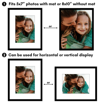 Picture Frame 2 Pack | With Mat | Modern Style | Shatter-Resistant Glass Display