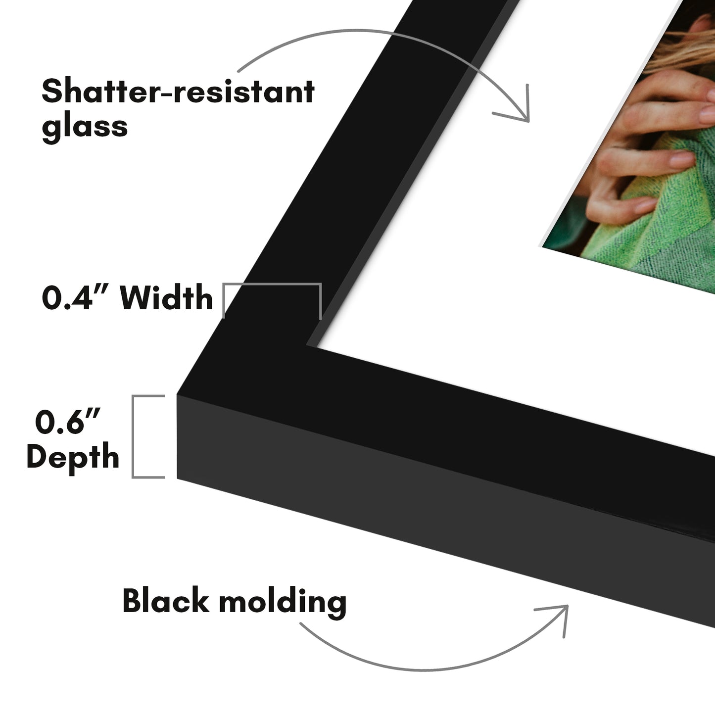 Picture Frame with Mat | Modern Style | Shatter-Resistant Glass | Wall Display