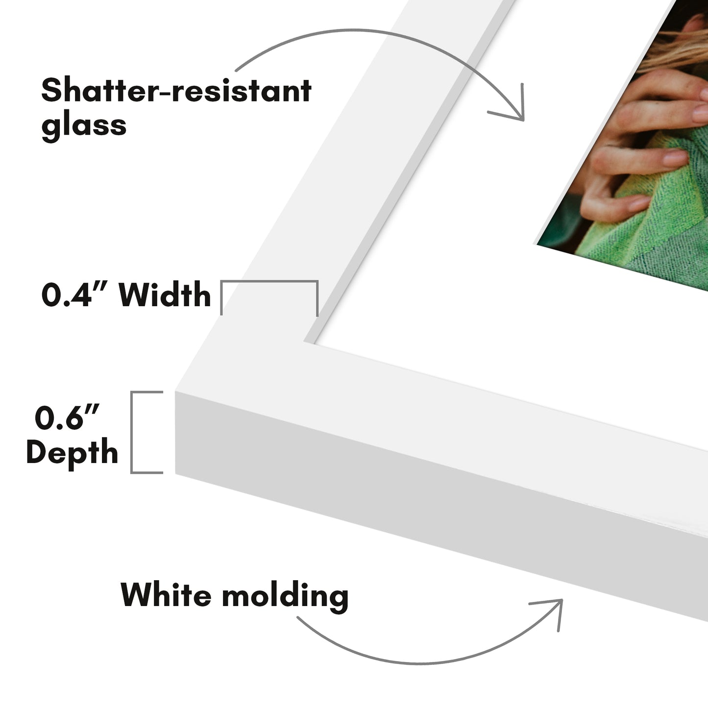 Picture Frame with Mat | Modern Style | Shatter-Resistant Glass | Wall Display