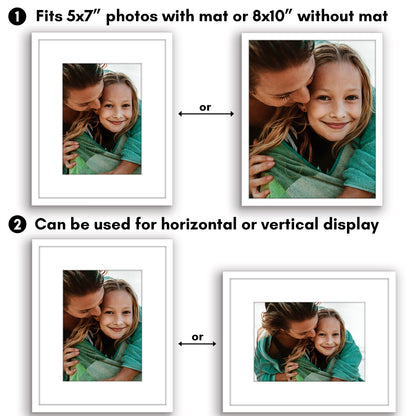Picture Frame with Mat | Modern Style | Shatter-Resistant Glass | Wall Display