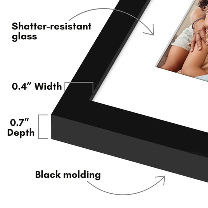 Picture Frame 2 Pack | With Mat | Modern Style | Shatter-Resistant Glass Display