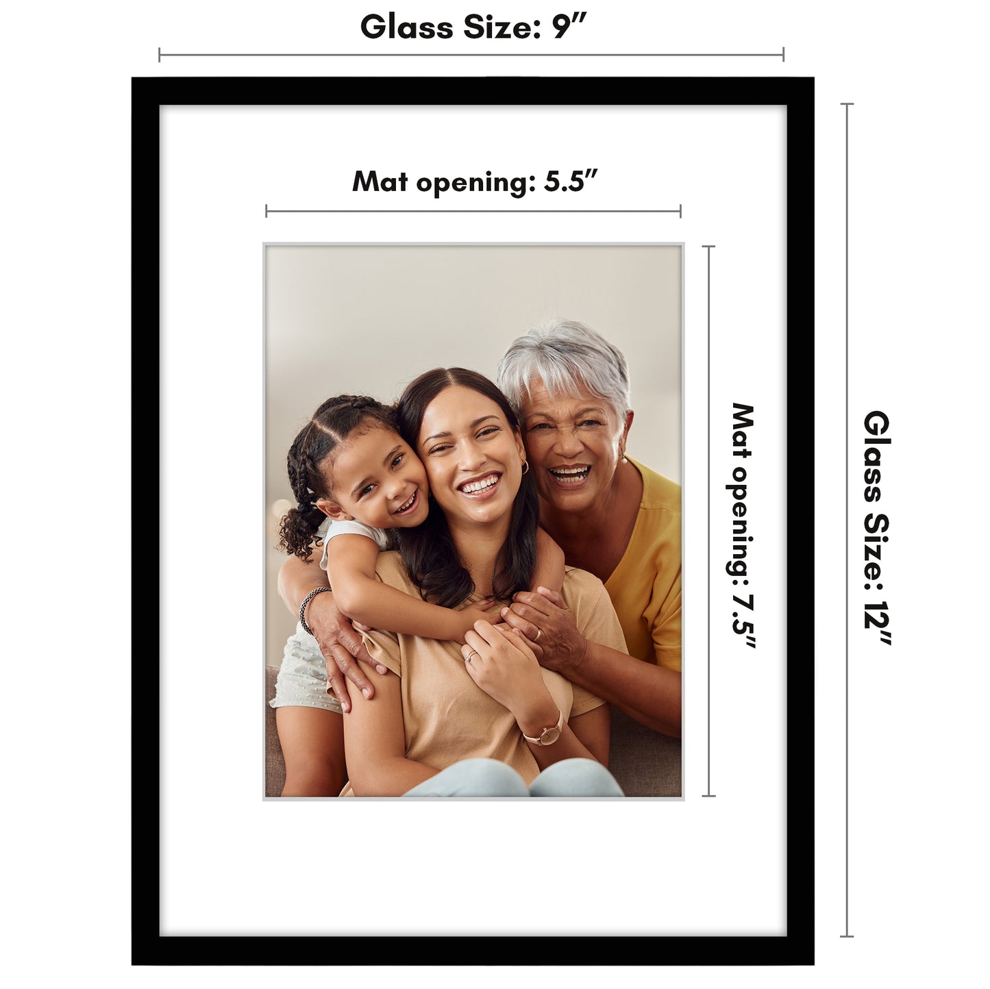 Picture Frame with Mat | Modern Style | Shatter-Resistant Glass | Wall Display