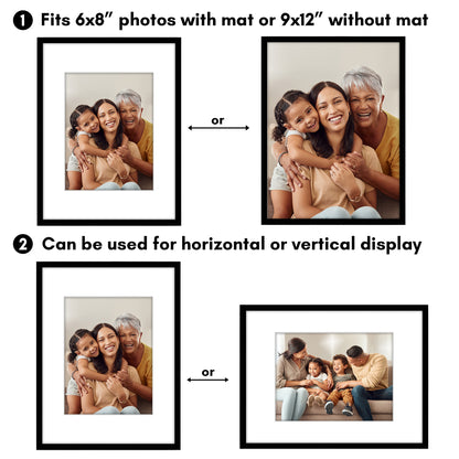 Picture Frame with Mat | Modern Style | Shatter-Resistant Glass | Wall Display