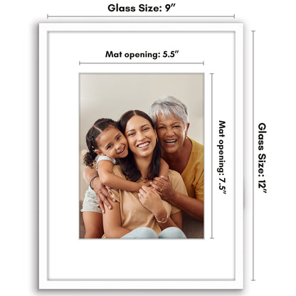Picture Frame with Mat | Modern Style | Shatter-Resistant Glass | Wall Display