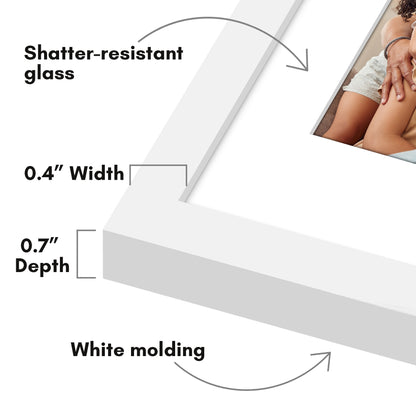 Picture Frame with Mat | Modern Style | Shatter-Resistant Glass | Wall Display