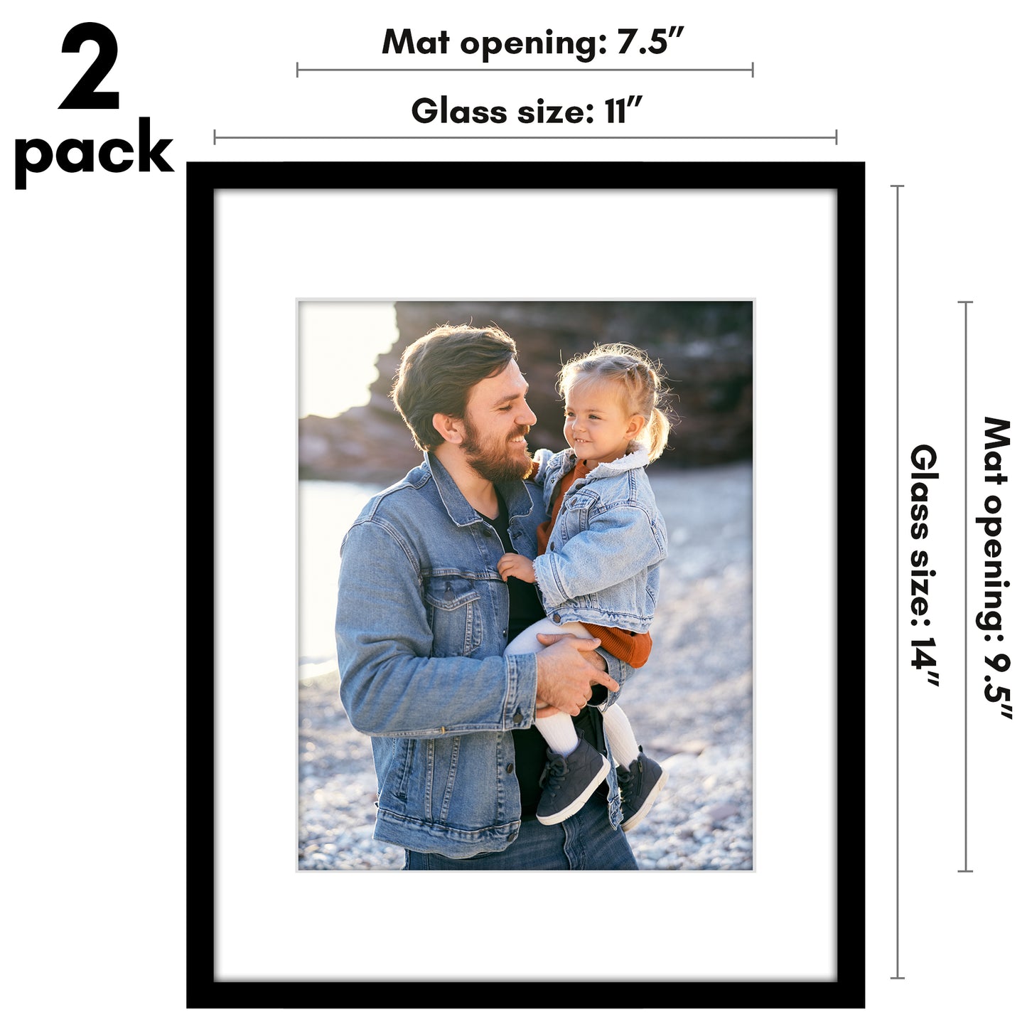 Picture Frame 2 Pack | With Mat | Modern Style | Shatter-Resistant Glass Display