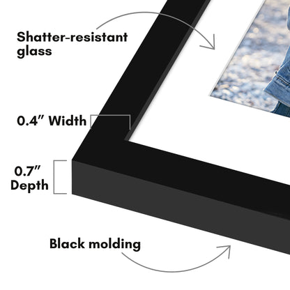 Picture Frame 2 Pack | With Mat | Modern Style | Shatter-Resistant Glass Display