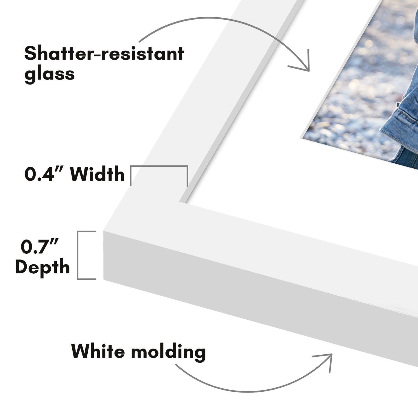 Picture Frame with Mat | Modern Style | Shatter-Resistant Glass | Wall Display