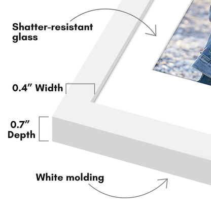 Picture Frame with Mat | Modern Style | Shatter-Resistant Glass | Wall Display
