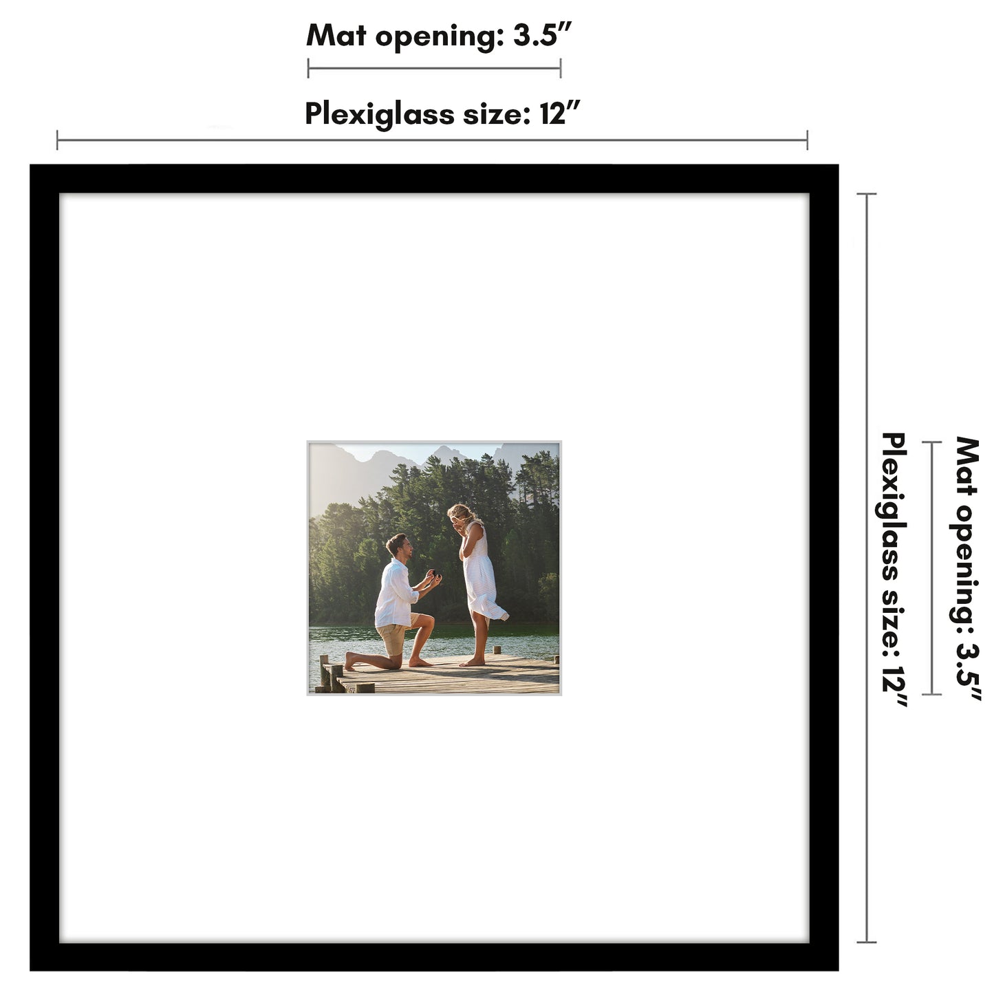 Picture Frame | Decorative Thin Border | Oversized Mat | Shatter-Resistant Glass