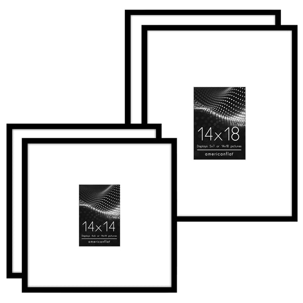 Americanflat Picture Frame with Mat | Set of 3 | Slim Molding