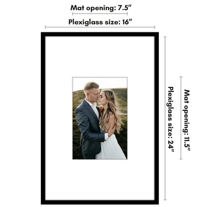Picture Frame | Decorative Thin Border | Oversized Mat | Shatter-Resistant Glass