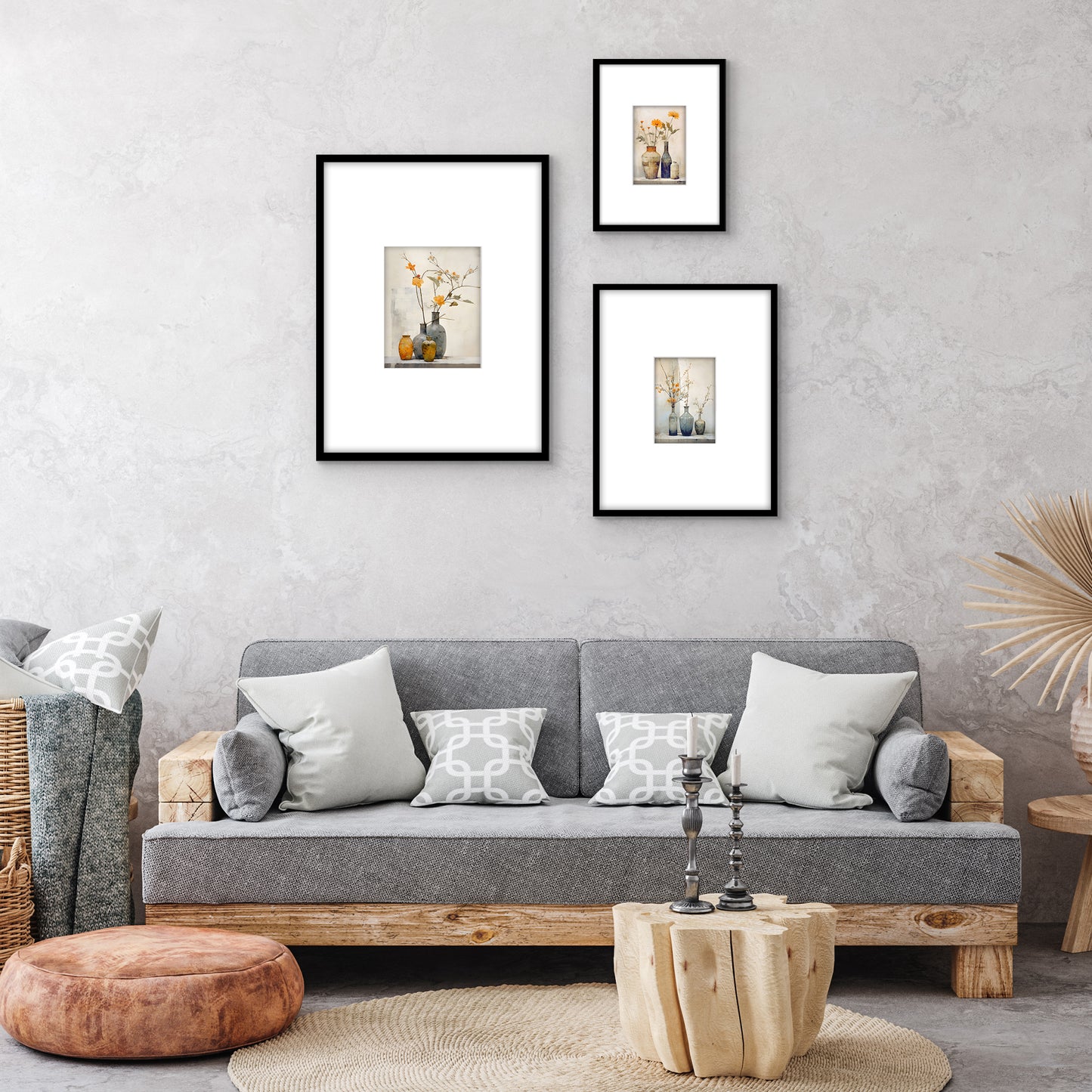 Black Gallery Wall Frames Set of 3, Matted - Americanflat