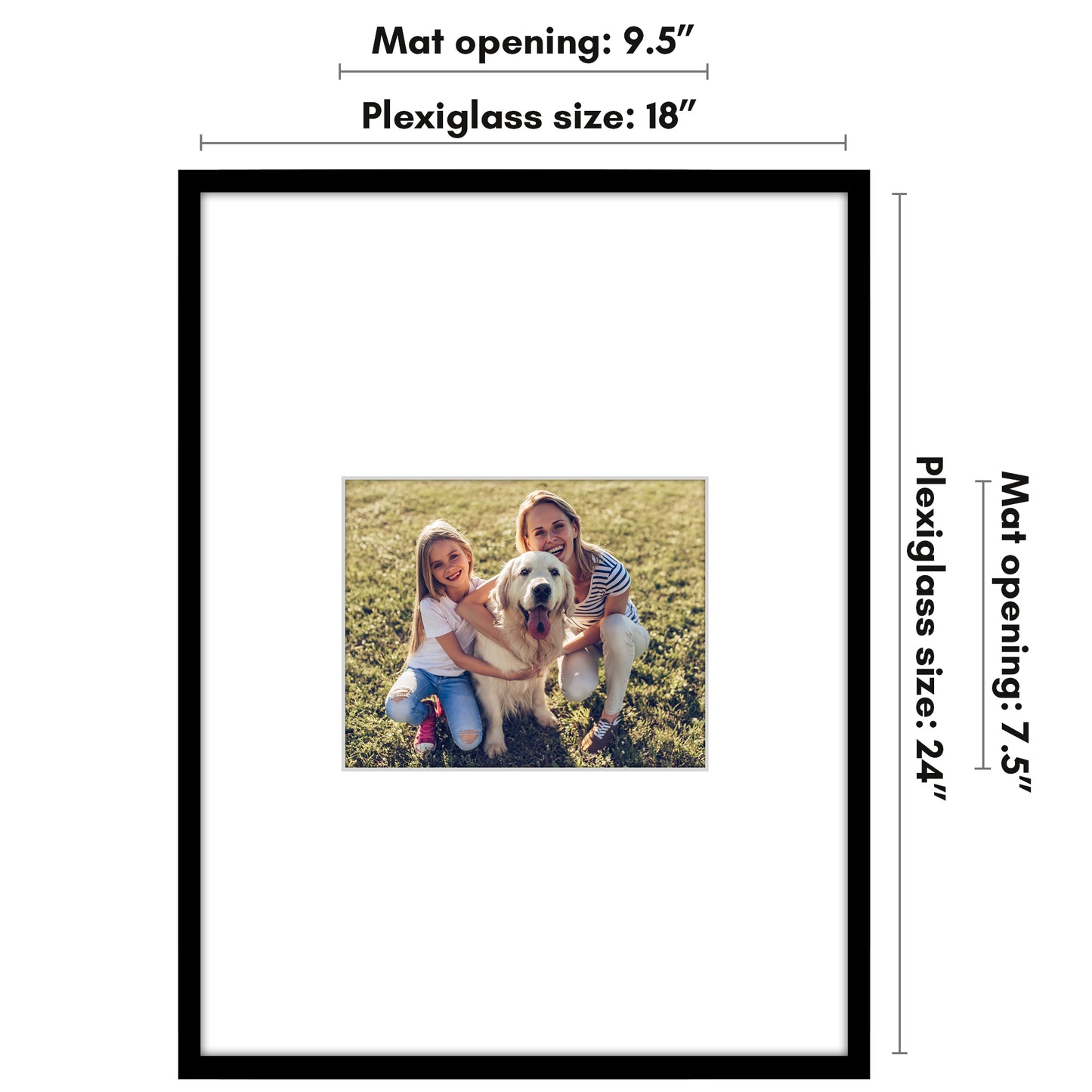 Picture Frame | Decorative Thin Border | Oversized Mat | Shatter-Resistant Glass