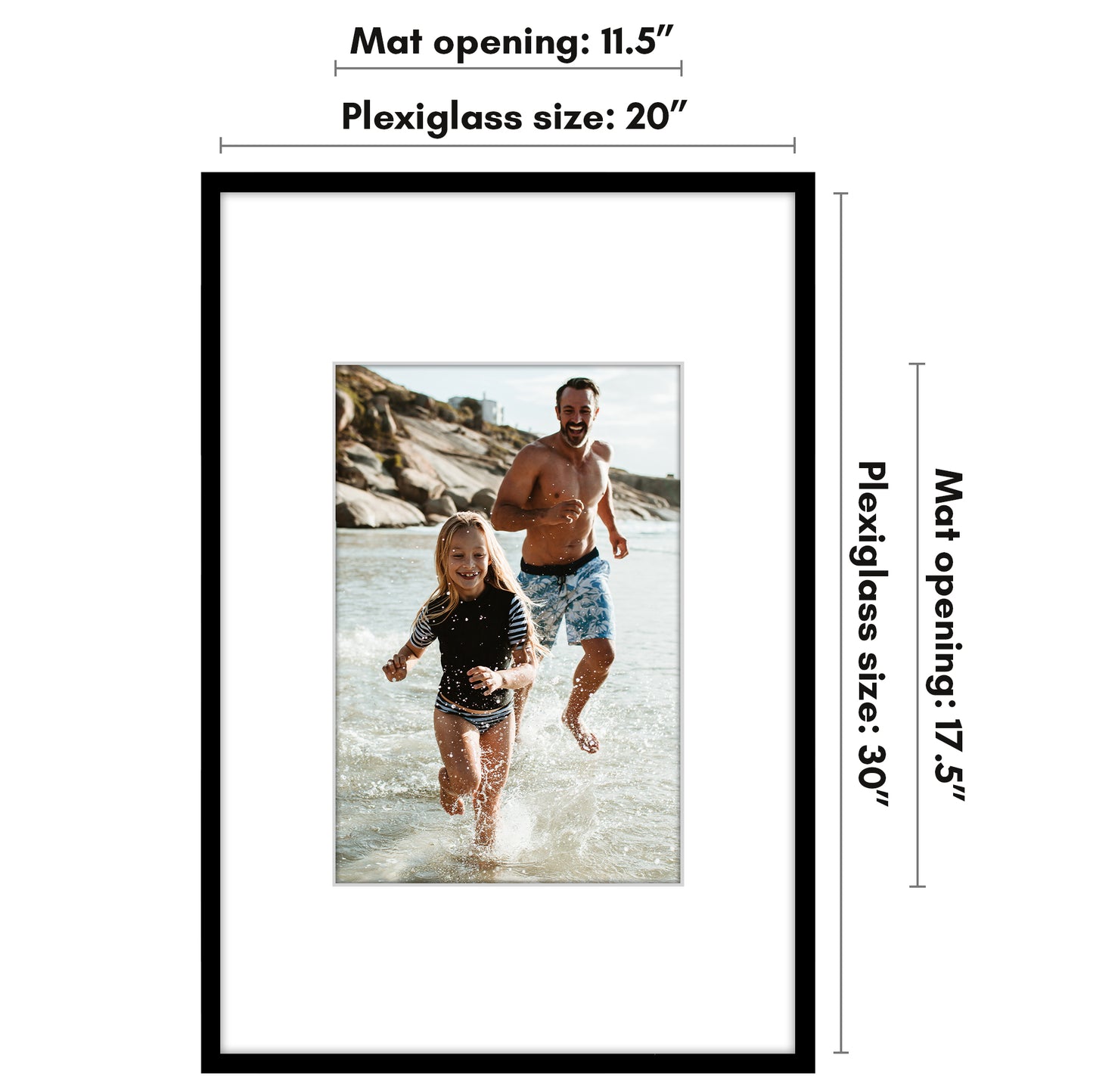 Picture Frame | Decorative Thin Border | Oversized Mat | Shatter-Resistant Glass