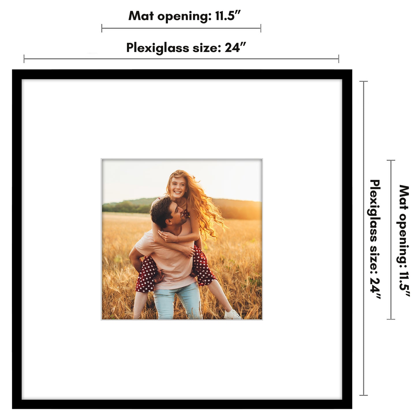 Picture Frame | Decorative Thin Border | Oversized Mat | Shatter-Resistant Glass