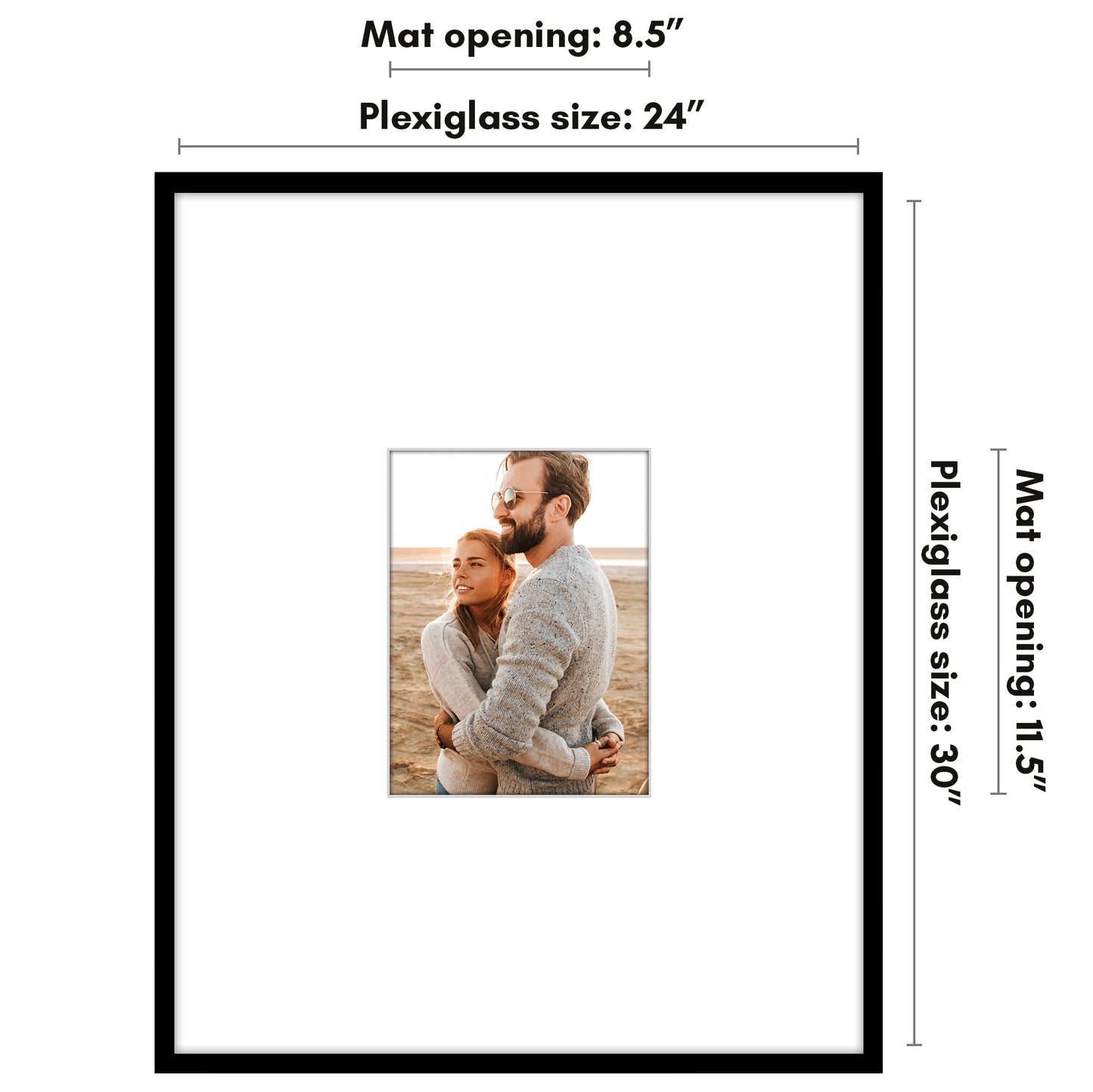 Picture Frame | Decorative Thin Border | Oversized Mat | Shatter-Resistant Glass
