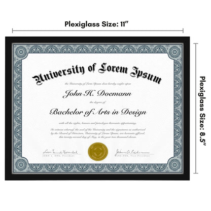 Diploma Frame | Thin Border | Shatter-Resistant Glass | Certificate Display