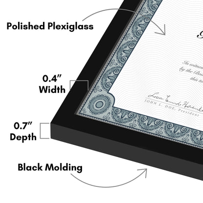 Diploma Frame | Thin Border | Shatter-Resistant Glass | Certificate Display