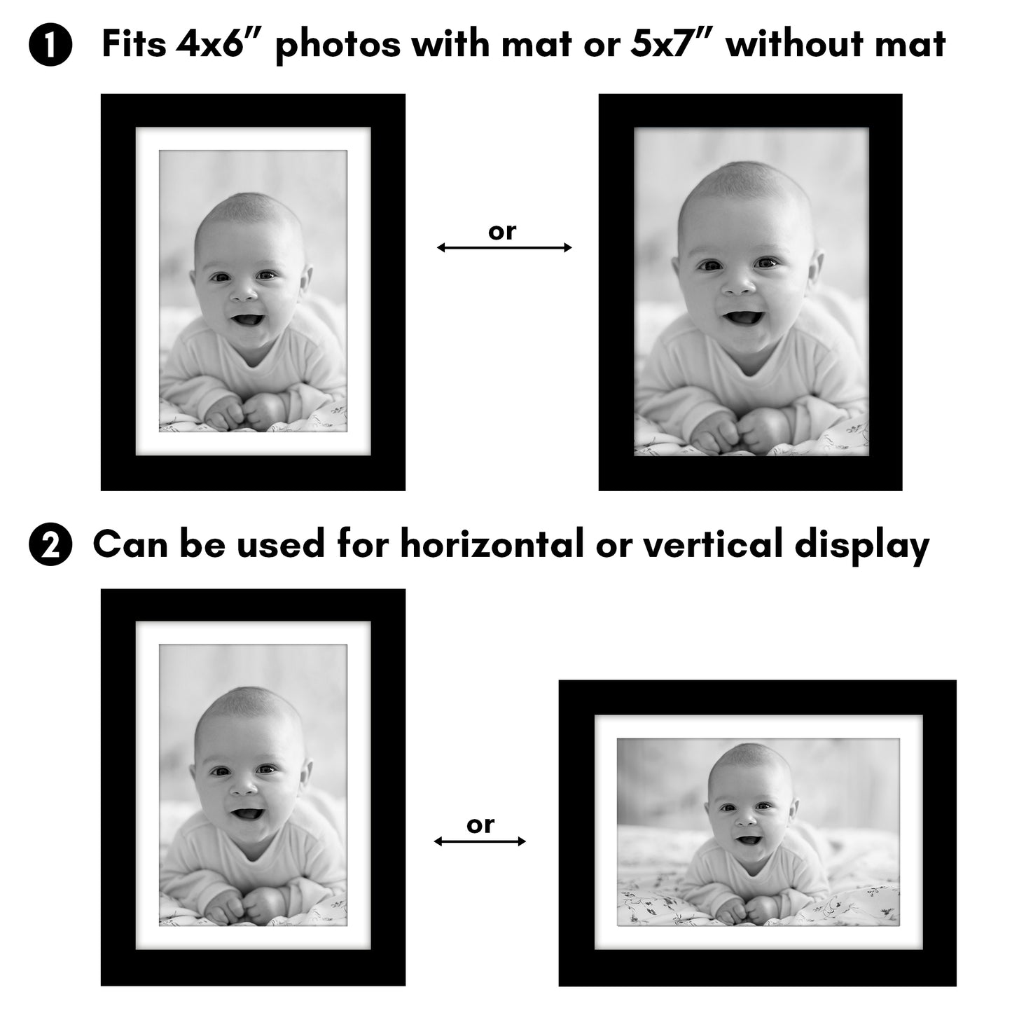Picture Frame 2 Pack | With Mat | Protective Plexiglass Cover | Wall Decor