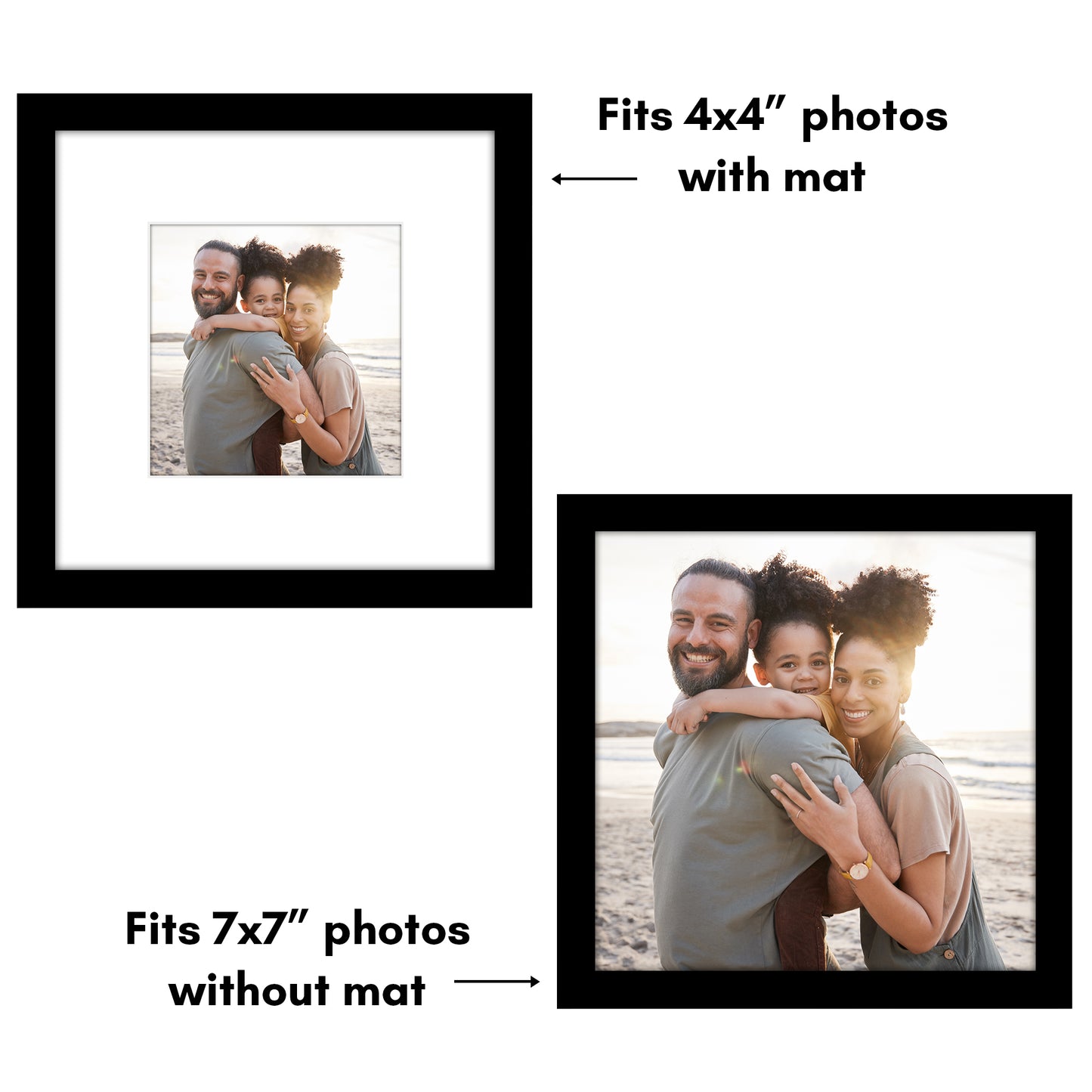 Picture Frame 2 Pack | With Mat | Protective Plexiglass Cover | Wall Decor