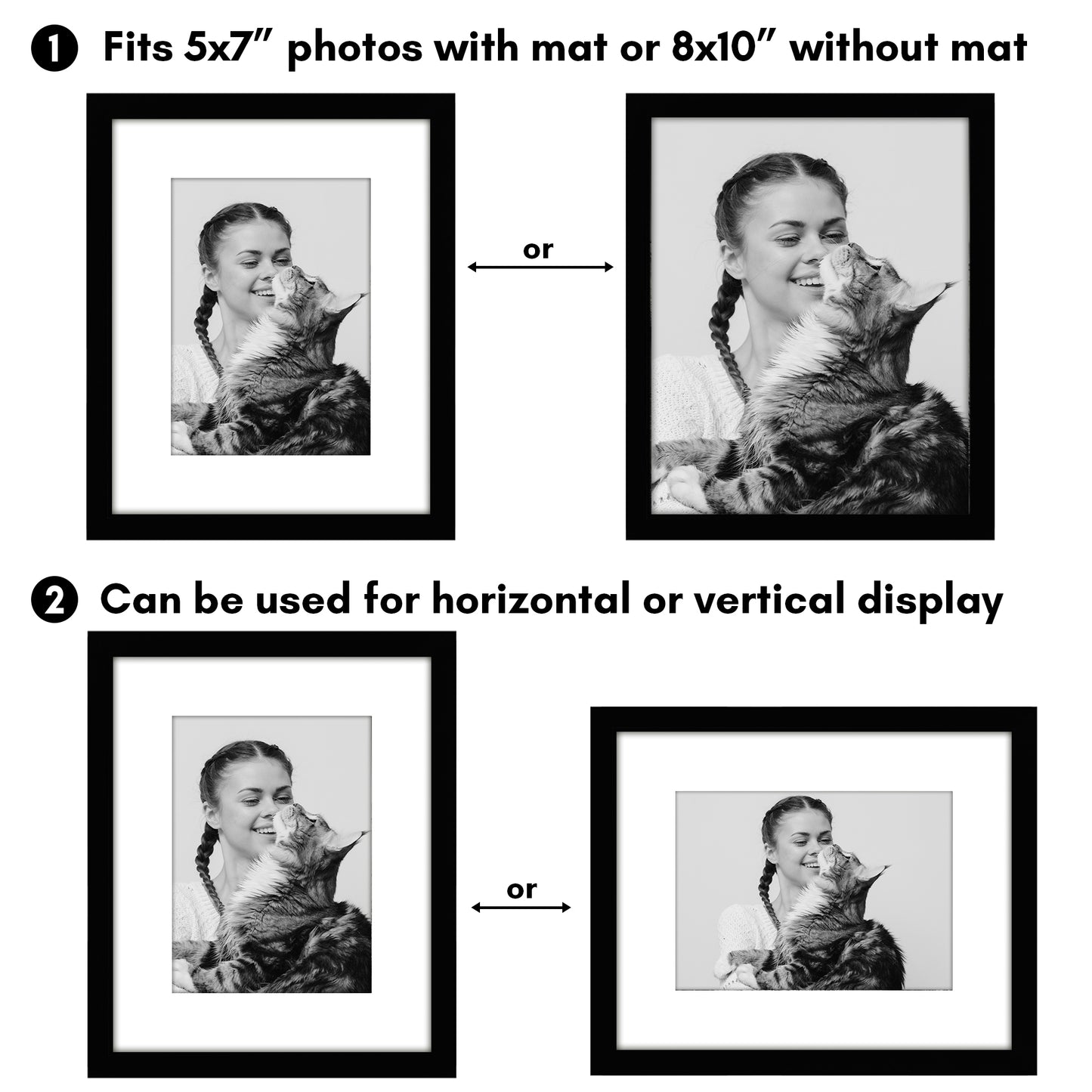 Picture Frame 2 Pack | With Mat | Protective Plexiglass Cover | Wall Decor