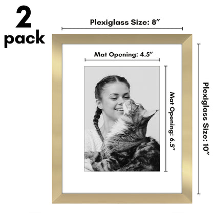 Picture Frame 2 Pack | With Mat | Protective Plexiglass Cover | Wall Decor