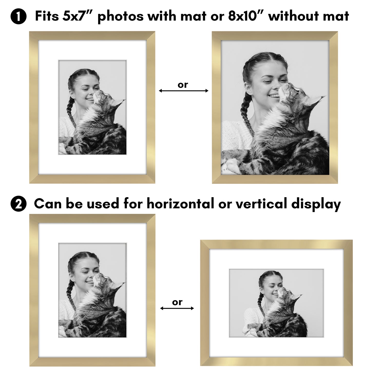 Picture Frame 2 Pack | With Mat | Protective Plexiglass Cover | Wall Decor