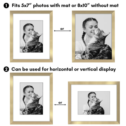 Picture Frame 2 Pack | With Mat | Protective Plexiglass Cover | Wall Decor