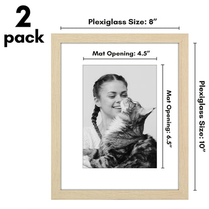 Picture Frame 2 Pack | With Mat | Protective Plexiglass Cover | Wall Decor