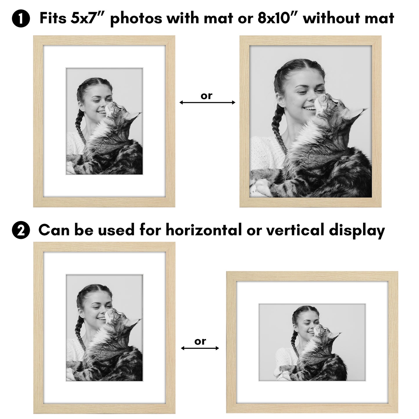 Picture Frame 2 Pack | With Mat | Protective Plexiglass Cover | Wall Decor