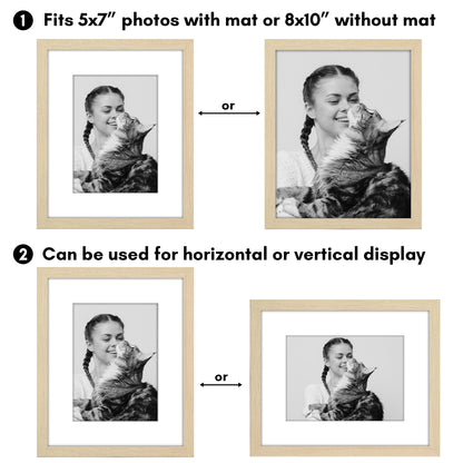 Picture Frame 2 Pack | With Mat | Protective Plexiglass Cover | Wall Decor