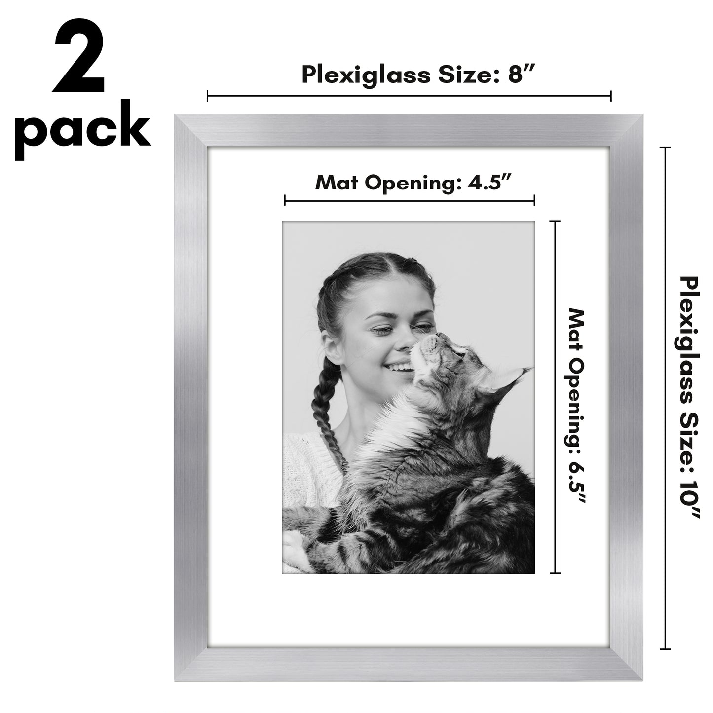 Picture Frame 2 Pack | With Mat | Protective Plexiglass Cover | Wall Decor