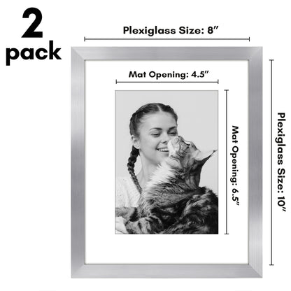 Picture Frame 2 Pack | With Mat | Protective Plexiglass Cover | Wall Decor