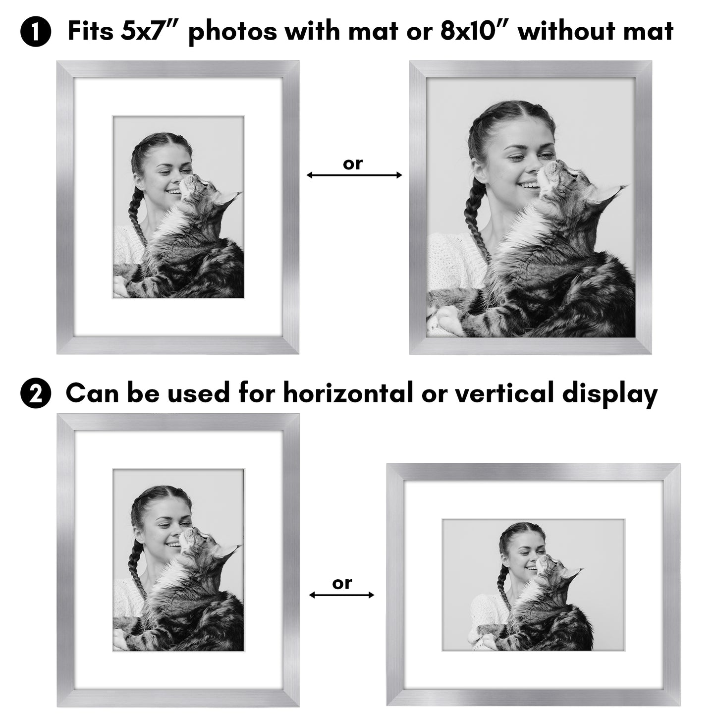 Picture Frame 2 Pack | With Mat | Protective Plexiglass Cover | Wall Decor