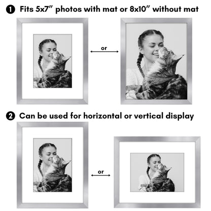 Picture Frame 2 Pack | With Mat | Protective Plexiglass Cover | Wall Decor