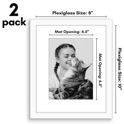 Picture Frame 2 Pack | With Mat | Protective Plexiglass Cover | Wall Decor