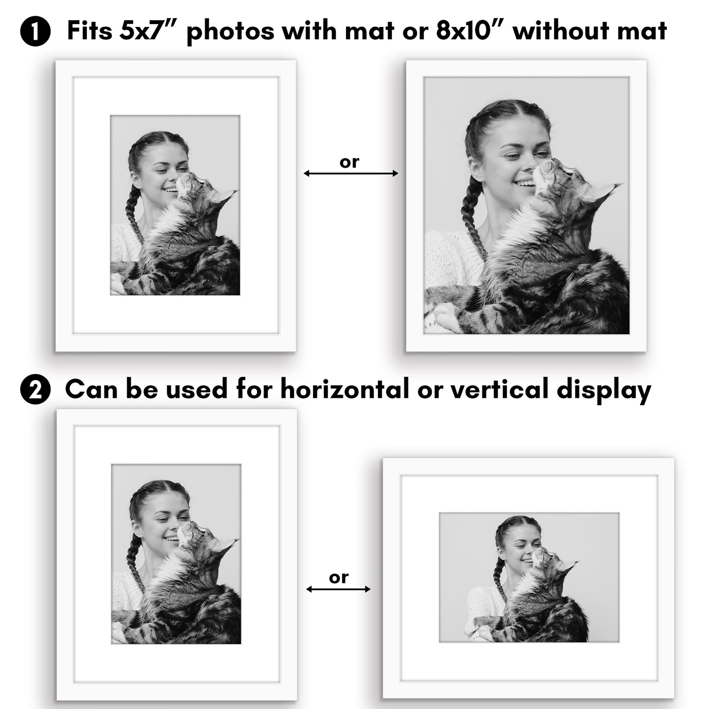 Picture Frame 2 Pack | With Mat | Protective Plexiglass Cover | Wall Decor