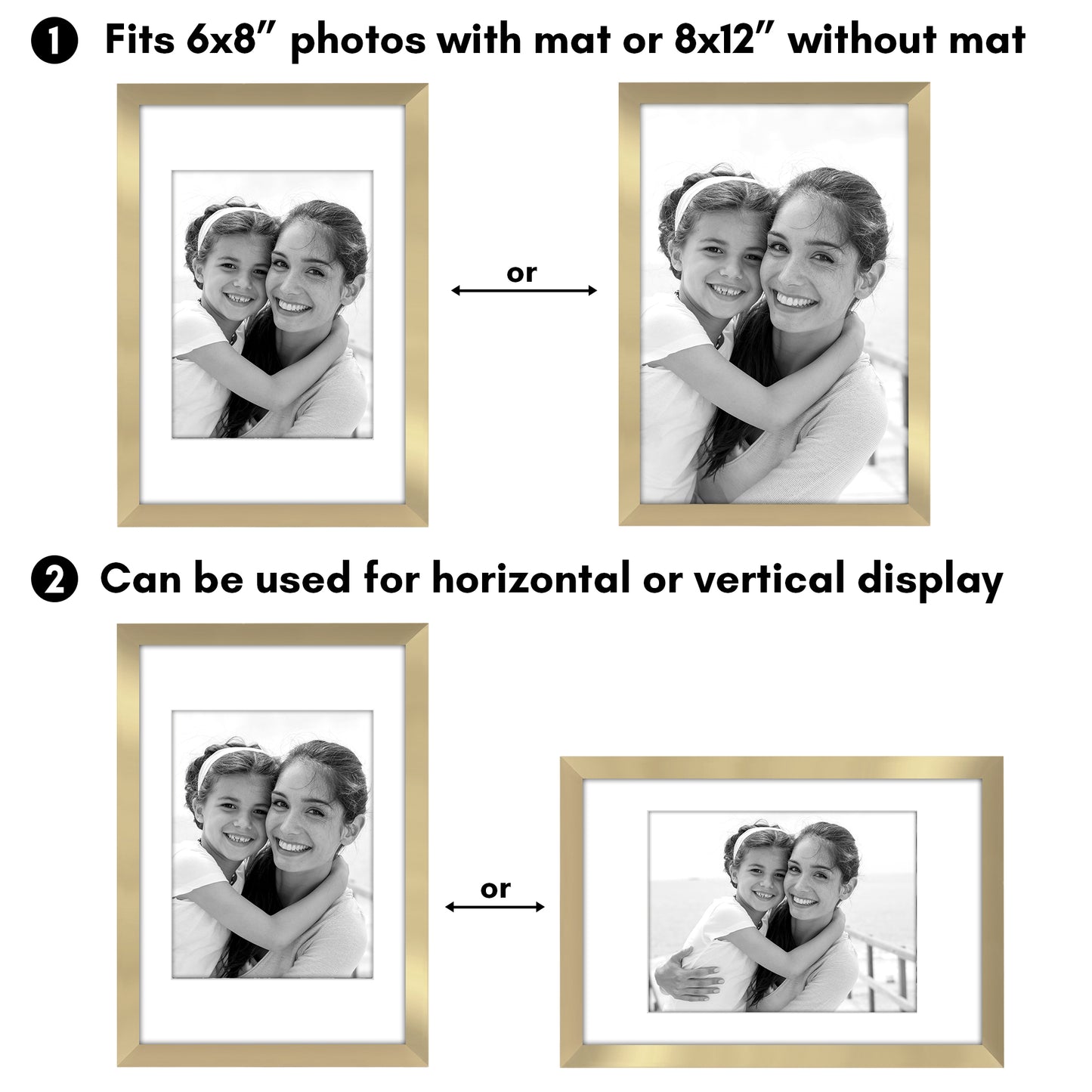 Picture Frame 2 Pack | With Mat | Protective Plexiglass Cover | Wall Decor