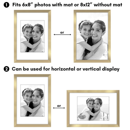 Picture Frame 2 Pack | With Mat | Protective Plexiglass Cover | Wall Decor