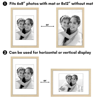 Picture Frame 2 Pack | With Mat | Protective Plexiglass Cover | Wall Decor
