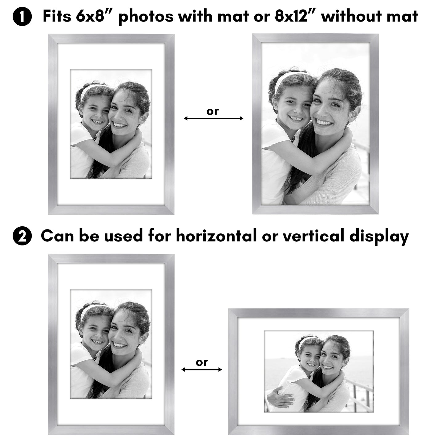 Picture Frame 2 Pack | With Mat | Protective Plexiglass Cover | Wall Decor