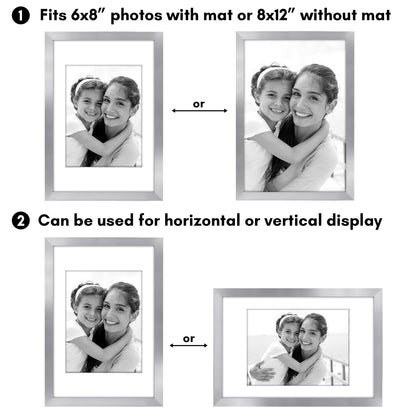 Picture Frame 2 Pack | With Mat | Protective Plexiglass Cover | Wall Decor