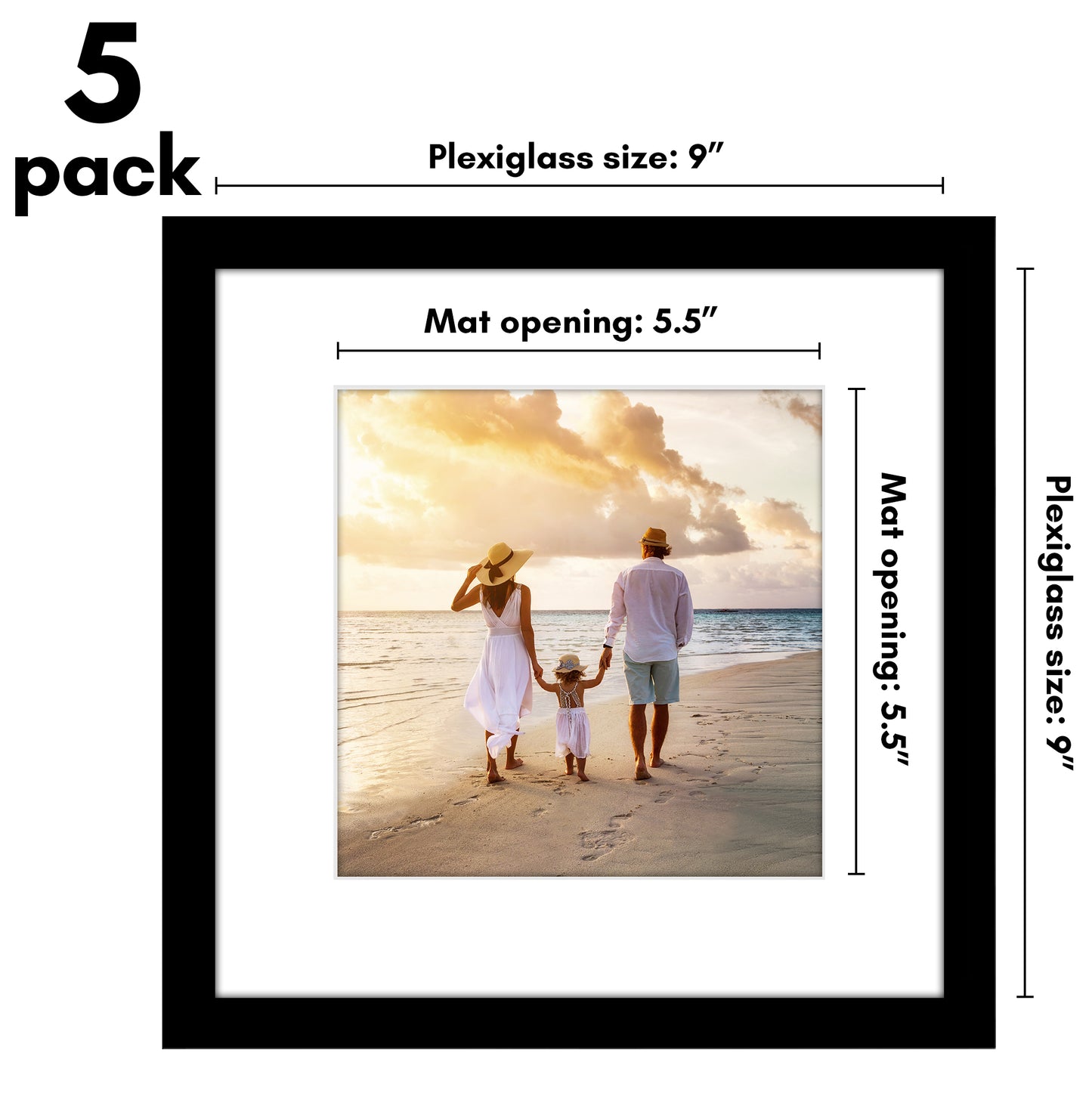 Picture Frame - Set of 5 Frames - Variety of Sizes and Colors