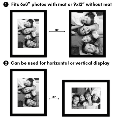 Picture Frame 2 Pack | With Mat | Protective Plexiglass Cover | Wall Decor