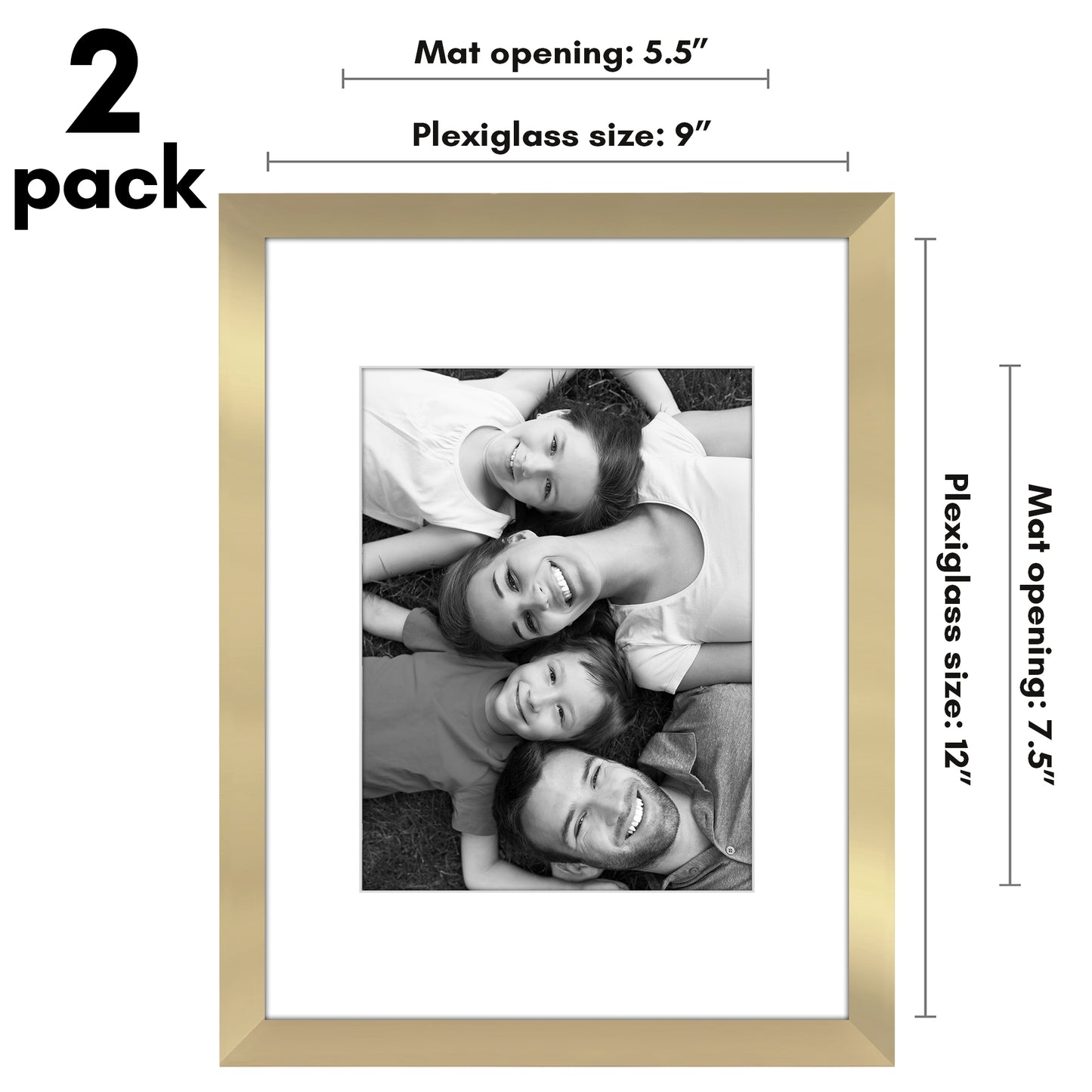 Picture Frame 2 Pack | With Mat | Protective Plexiglass Cover | Wall Decor
