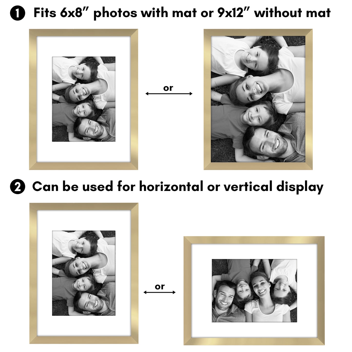 Picture Frame 2 Pack | With Mat | Protective Plexiglass Cover | Wall Decor
